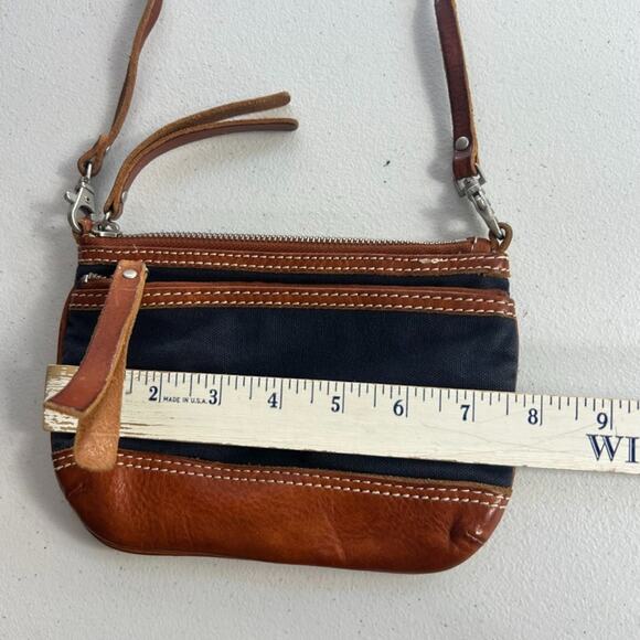 Lands End 1963 Bag Blue Canvas With Leather Trims Crossbody Strap - Picture 3 of 9